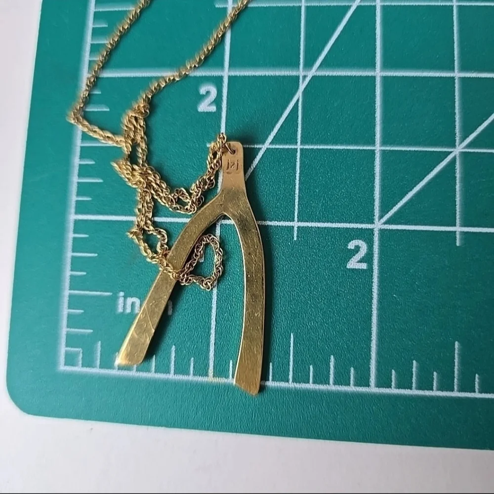Gold Over Sterling Silver Lucky Bone Pendant Fine Chain Necklace 30